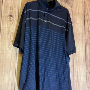 Hogan Navy and Black Striped Polo Shirt
